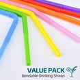 thumbnail image 3 of Uiz Merueh 100 PCS Flexible Plastic Drinking Straws, Long Colorful Disposable Bendy Party Fancy Straws, 3 of 7