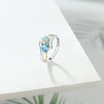 thumbnail image 4 of Gem Stone King 925 Sterling Silver and 10K Yellow Gold Round Cabochon White Simulated Opal Swiss Blue Topaz and Lab Grown Diamond Women Ring (1.17 Cttw, Gemstone Birthstone, Size 6), 4 of 5