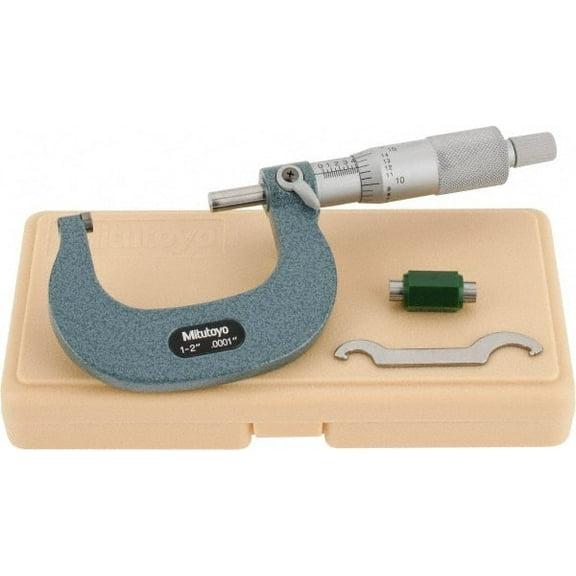 Mitutoyo 1 to 2" Range, 0.0001" Graduation, Mechanical Outside Micrometer