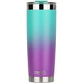 thumbnail image 2 of DRINCO 20 oz Stainless Steel Tumbler With Straw & Spill Poof Flip Lid, Vacuum Insulated Travel Mug, For Hot & Cold Drinks, Ombre Fuschia Teal, 2 of 5