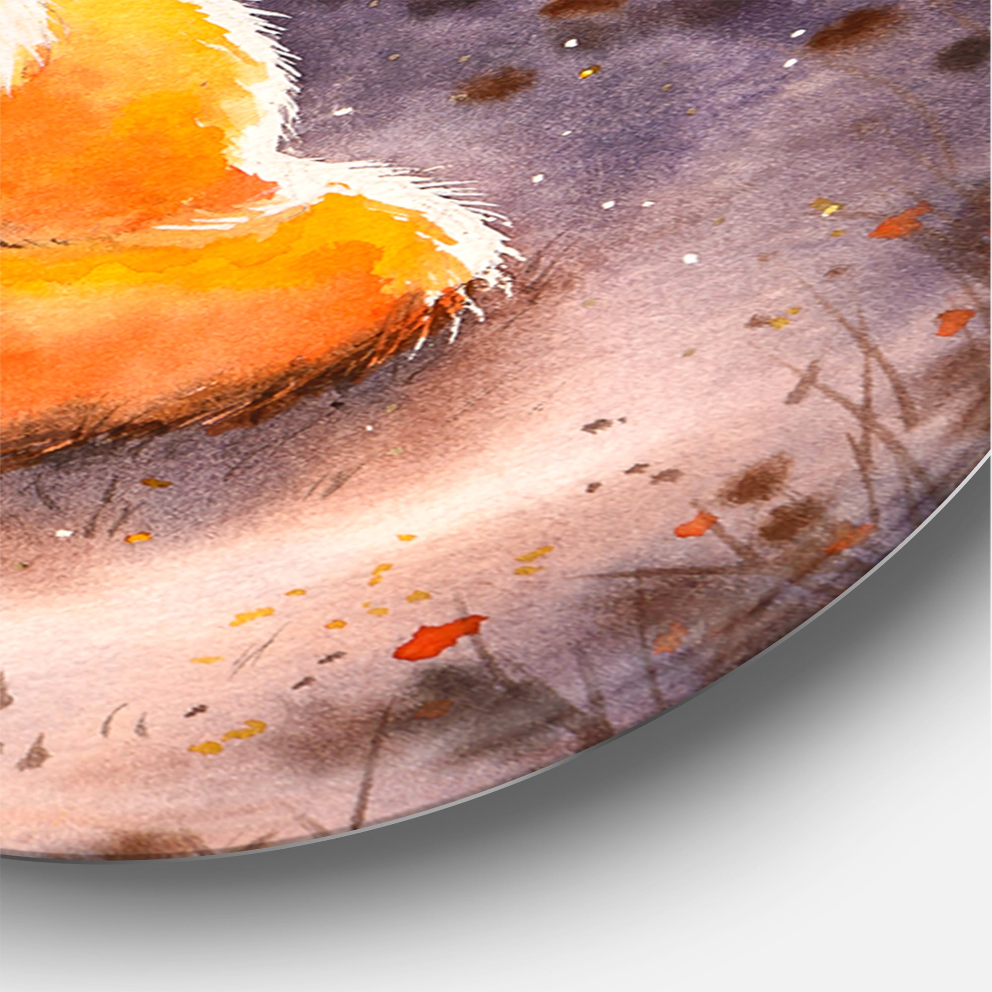 Designart 'Foxes Over A Night Sky Hugging ' Children's Art Circle Metal Wall Art 36x36 - Disc of 36