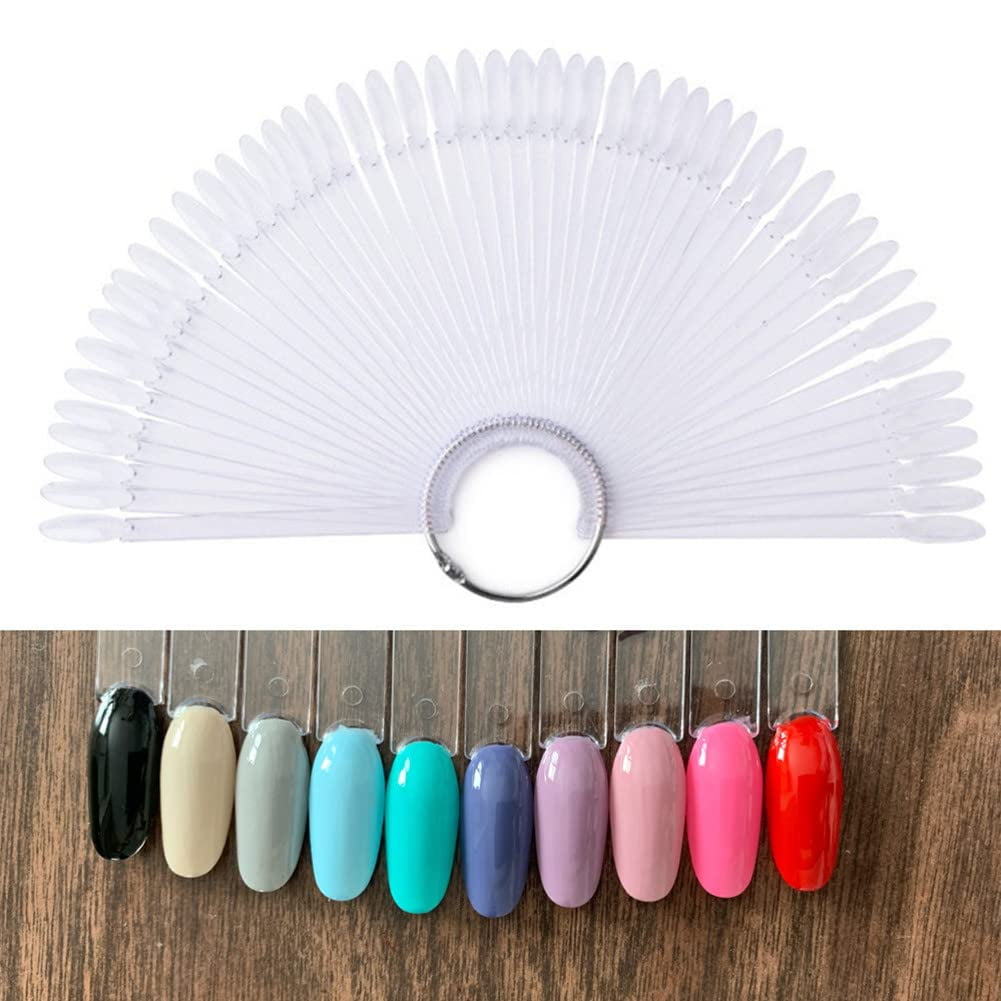 50 Pieces Nail Swatches Display Sticks Oval Nail Polish Color Sample Sticks  Clear Tester Sticks with Metal Ring Transparent Nail Tips Finger Sticks for  Board Home DIY Nail Art Practice Tips 