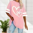 thumbnail image 2 of Women's Hearts Printed Oversized T-shirts Striped Short Sleeve Crew Neck Casual Summer Baggy Tee Shirt Tshirts (4XL, Pink), 2 of 8