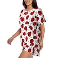 thumbnail image 2 of Lsque Ladybug And Heart Women's Short-Sleeved Pajama Set - 2 Piece Soft and Lightweight Sleepwear Set-X-Large, 2 of 9