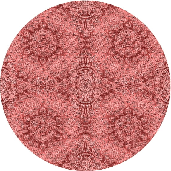 Ahgly Company Indoor Round Patterned Love Red Area Rugs, 7' Round