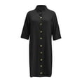 thumbnail image 3 of Women's Flowy Midi Shirt Dress Casual Lapel Button Down Comfortable Stylish Summer Outfit Versatile, 3 of 4