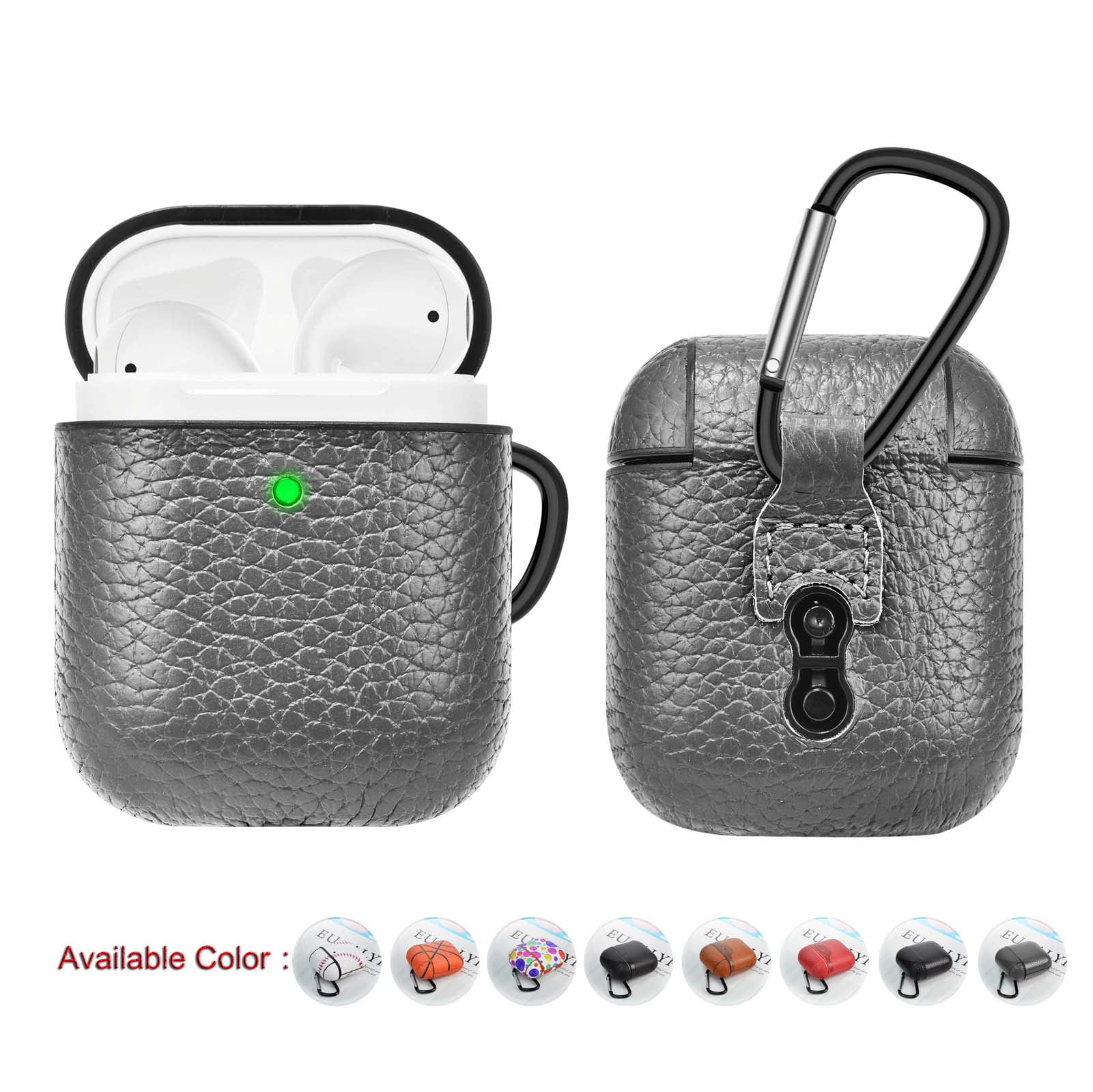 AirPods Leather Case, AirPods 2 Case, Njjex Genuine Leather Shockproof Case Protective Portable