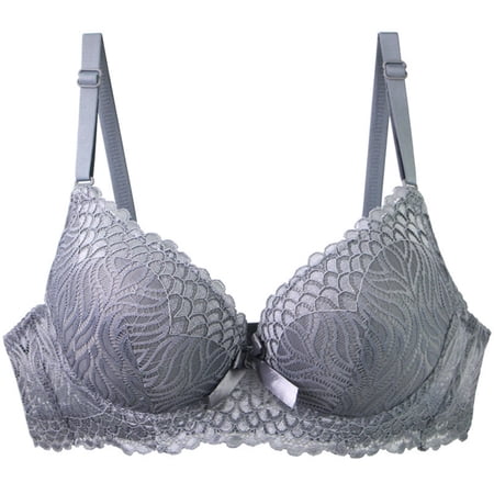 Fatuov Women s Push Up Underwire Bra Full Coverage Comfort Bra for Running Supportive Solid Color Lightly Lined Bra 40B Gray