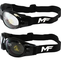 2 Pairs MotoFrames MF Vulcan Padded Motorcycle Goggles Black Frames, Clear/Smoke Lenses