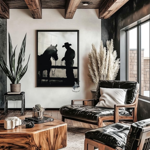 Cowboy And Horse Western Art Print, Rodeo Poster, Boho Decor Home Decor #3135, Unframed Poster Size 8x12