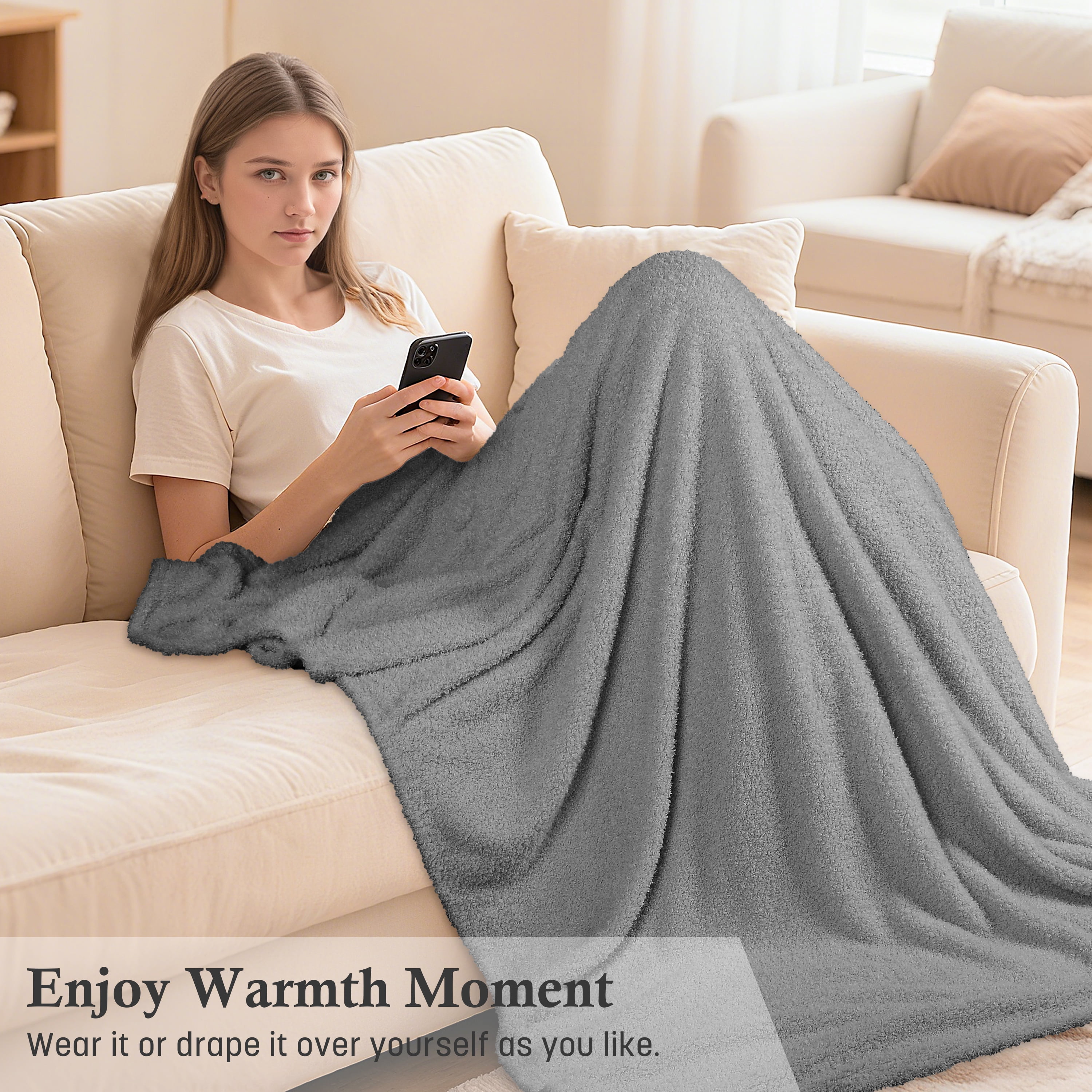 Catalonia Hooded Wearable Blanket Poncho for Adults, Lightweight Fleece Cape with Hand Pockets, Cozy Plush Throw Wrap for Women, Perfect for Lounging, Gifts Ideas