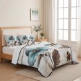 thumbnail image 5 of Queen Quilt Set 90''x96'', Vintage Flowers Lightweight Summer Bedspread Coverlet Set with 2 Pillow Shams, Teal Blue Floral Nature Butterfly Breathable All Season Quilt Bedding for Bedroom/Guest Room, 5 of 9
