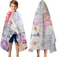 thumbnail image 3 of Pioneer Flower Floral Print Pattern Hooded Bath Towel，60"x35" for Ages 3 To 12 Kids, Quick Dry Lightweight Soft Microfiber Hood Beach Towel Cover Up for Kids, 3 of 7