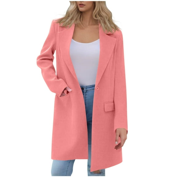 Coorders Women's Long Cardigans Chunky Sweater Blazer Jackets,Long Sleeve Coats for Women,Women Work Cardigan Jacket Coat ,Women's Plus Pink,Size L