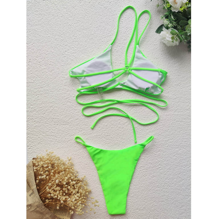 2023 Womens Patchwork Swimsuit Fitshinling Summer Swimwear With Push Up,  Fitness Green Bandeau Bikini Set, And Sexy Slimming Design J230603 From  Yanqin03, $14.8