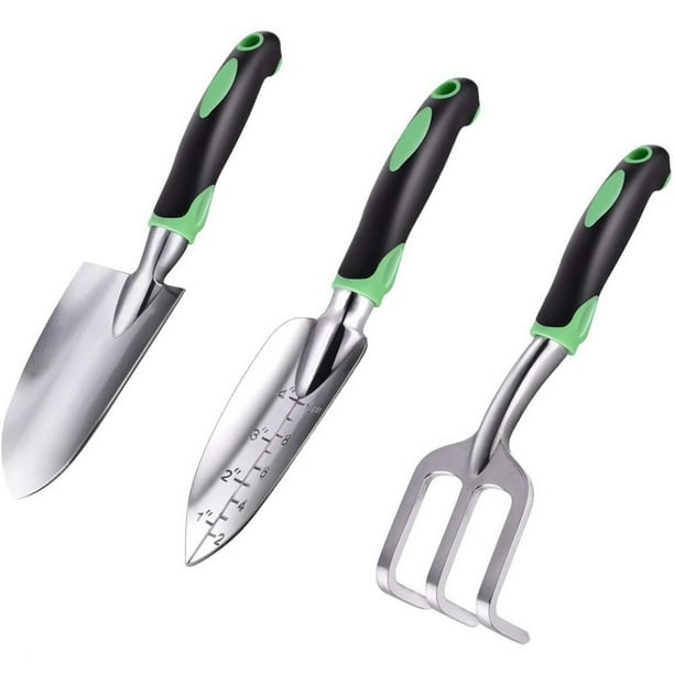 Juego de herramientas de jardinería, mango ergonómico antideslizante, herramientas de jardinería resistentes para aflojar la tierra y plantar, kit de 3 piezas de herramientas de aleación de aluminio
