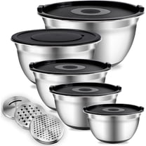 COOK WITH COLOR Stainless Steel Mixing Bowls Set with Lids - Nesting Bowls with Non-Slip Bottom, Silver, 14 Pieces