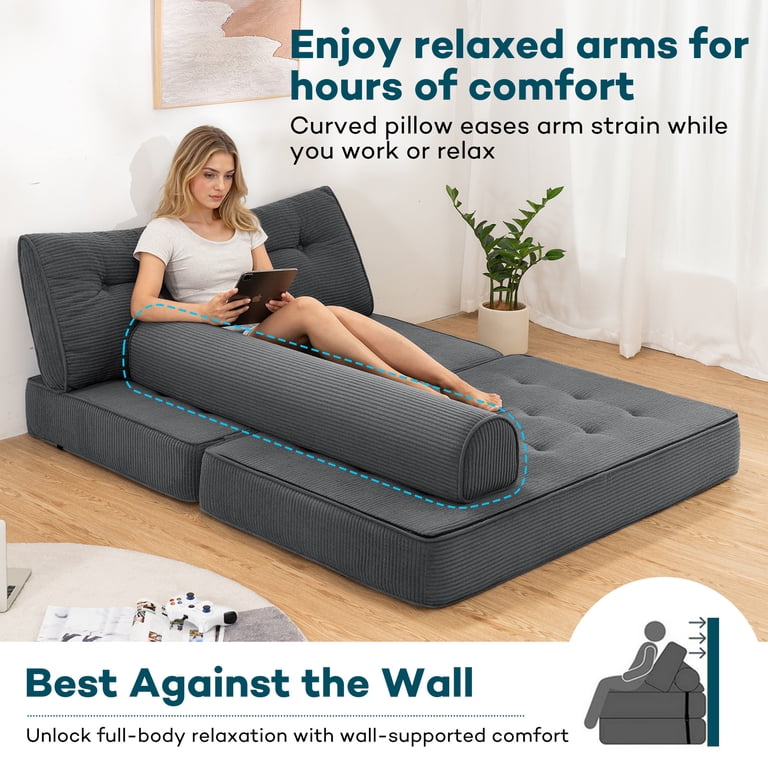 HOMMPA Folding Sofa Bed, Full Size Convertible Futon Chair, High