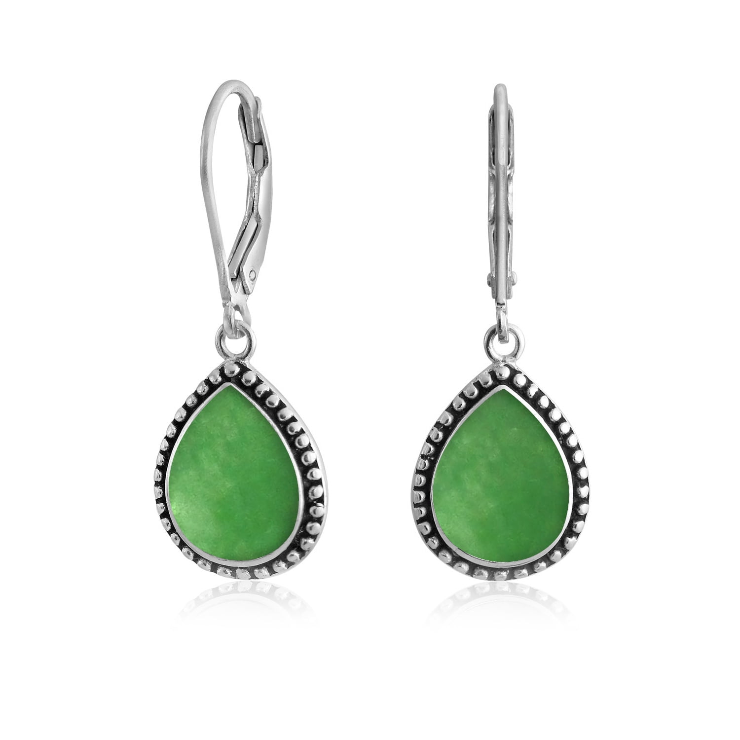 925 Sterling Silver Green Onyx White Topaz Dangle Drop Earrings Jewelry Ct 16 