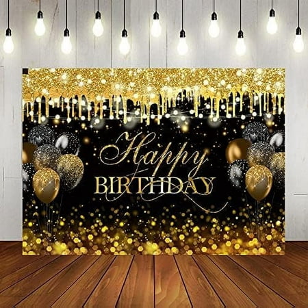 Image of Purple Happy Birthday Party Backdrop for Girls Sweet 16 30th 40th 50th Birthday Background Shinning Bokeh Lights Birthday Decorations for Adult Women Cake Table Banner 7x5ft
