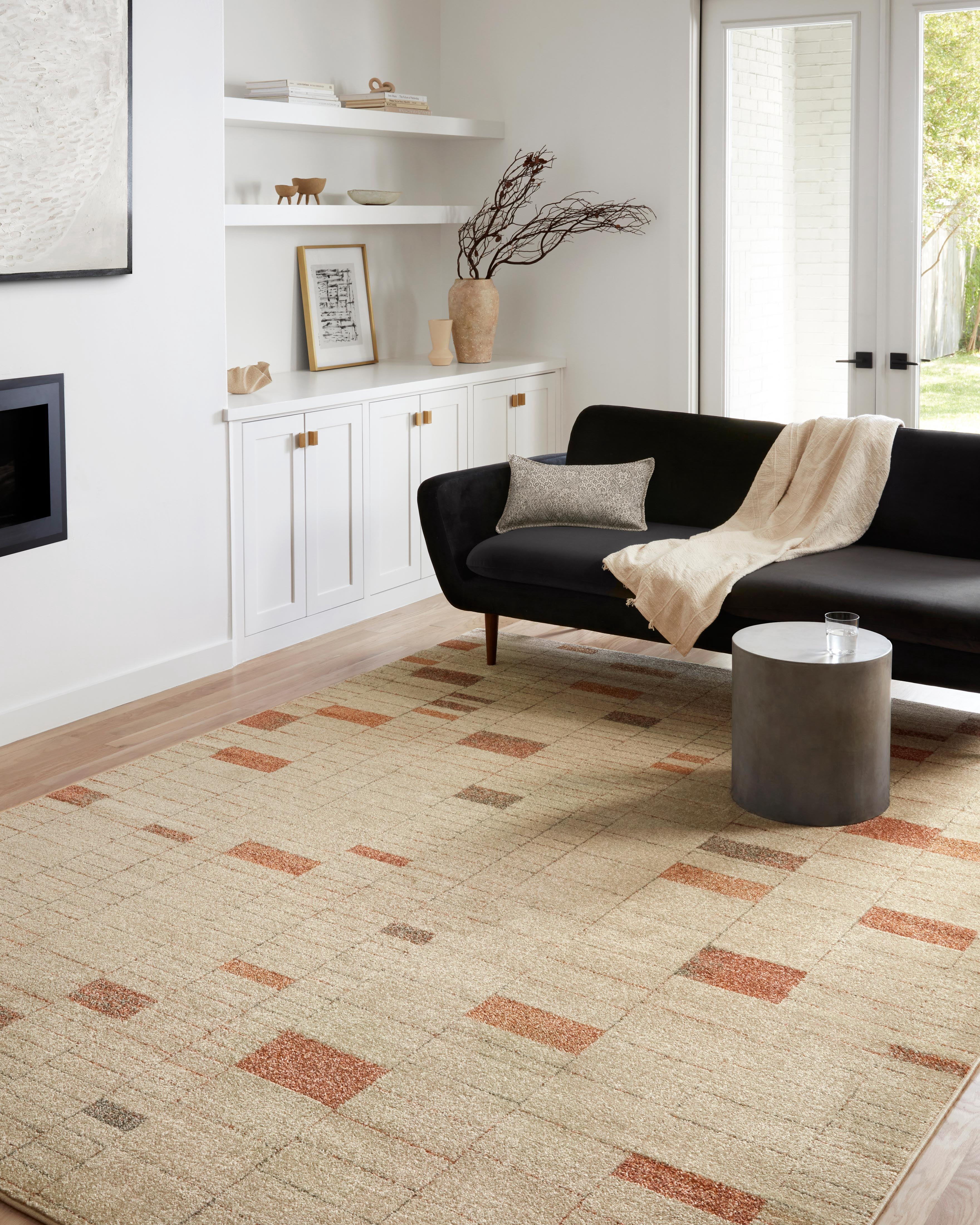 Loloi Bowery BOW-02 Tangerine / Taupe Geometric Area Rug 5'-5" x 7'-6"