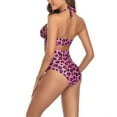 thumbnail image 3 of Halter String Bikini Sets, Halter Bikini Swimsuit High Waist Breathable Leopard Printed  For Swimming Pool Pink,Blue,Red,Light Coffee,Dark Coffee, 3 of 6