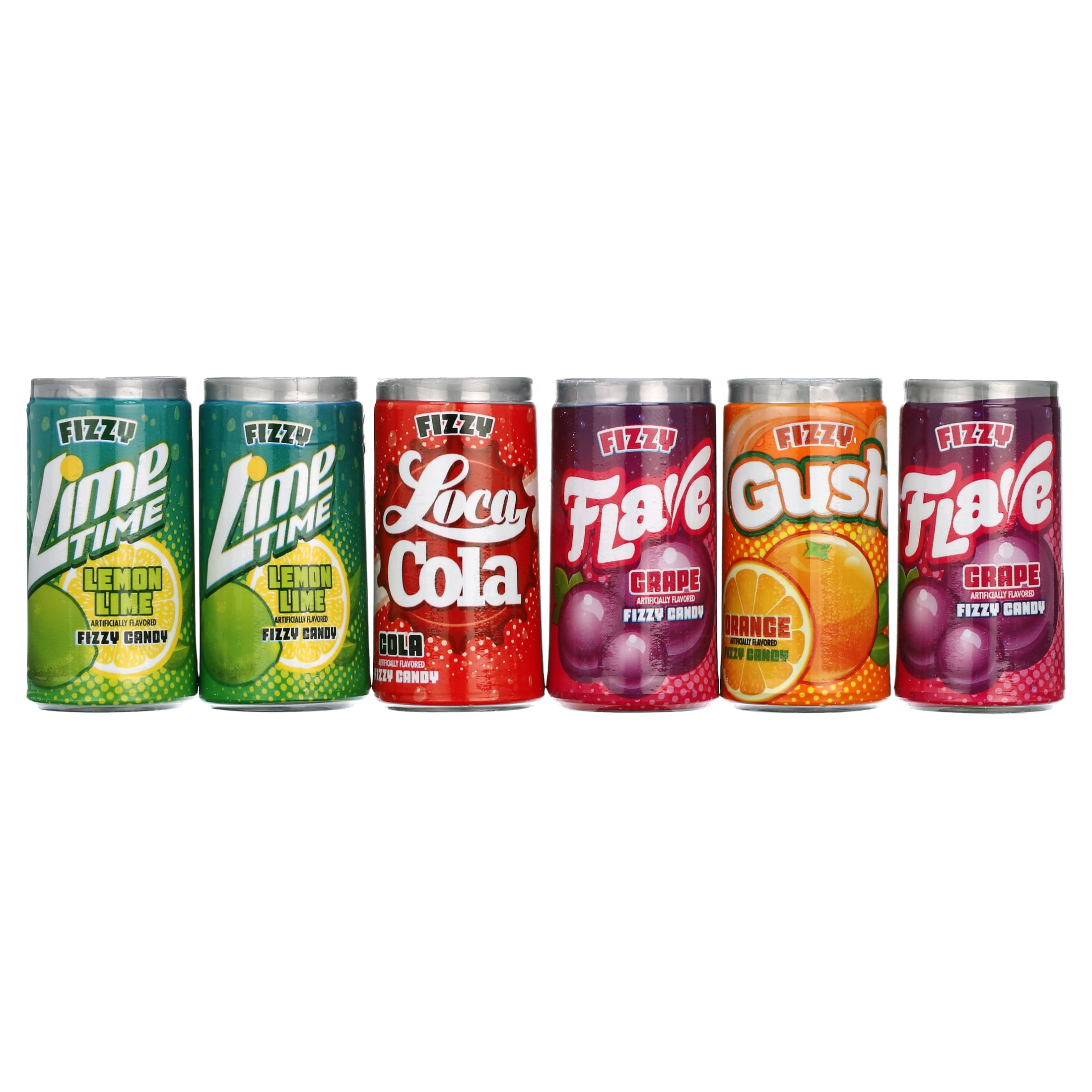 Mini Soda Can Fizzy Candy .25oz - 4 Assorted Flavors (12 Pack)