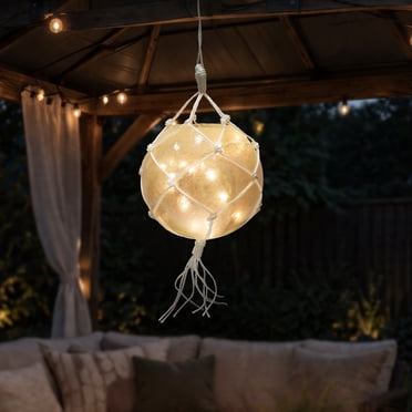Barcana Nautical Lighted Fiberglass Hanging Fishing Float Decoration - 14.25" - Cream