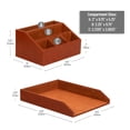 thumbnail image 3 of Mind Reader PU Leather Desk Organizer and Letter Tray Set, Stackable Paper Tray, Pen Cup and Card Holder, Brown, 3 of 7