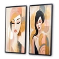 thumbnail image 3 of Designart "Graphic Portrait of an Elegant Art Nouveau Woman" Woman Avant-Garde Framed Wall Art Set Of 2 - Glam Pink Gallery Wall Frame Set For Home Decor, 3 of 6