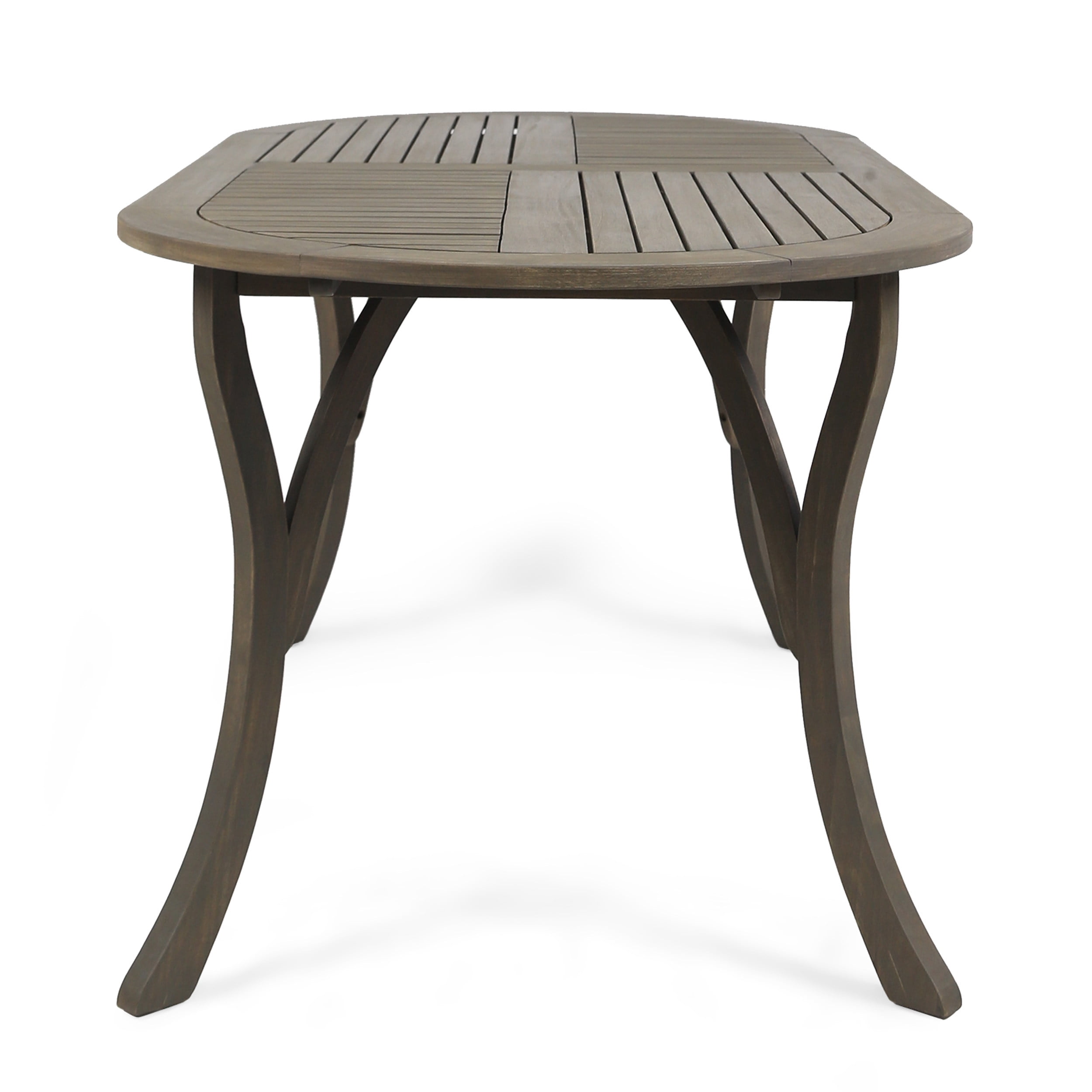 Outdoor Dining Table 70 Inch, Solid Acacia Wood Tabletop for Patio Garden, Gray