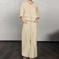 thumbnail image 2 of MSJUHEG Summer Outfits for Women Sweatsuit Lounge Set Womens Matching Sets for Women 2 Piece Pants Set for Women Summer Tank Crop Top Wide Leg Pants Set Two Piece Outfits Summer Beige L, 2 of 9