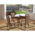 thumbnail image 2 of East-West Furniture DUVE5-MAH-47 - A modern dining table set of 4 great kitchen chairs using Linen Fabric Light Sable color and an attractive rectangle kitchen table in Mahogany Finish, 2 of 6