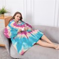 thumbnail image 5 of Oversized Wearable Blanket Hoodie,Colorful Tie Dye Mandala Pattern Sherpa Blanket Hoodie with Super Pockets,Super Warm Fuzzy Pullover for Women & Men, 5 of 6