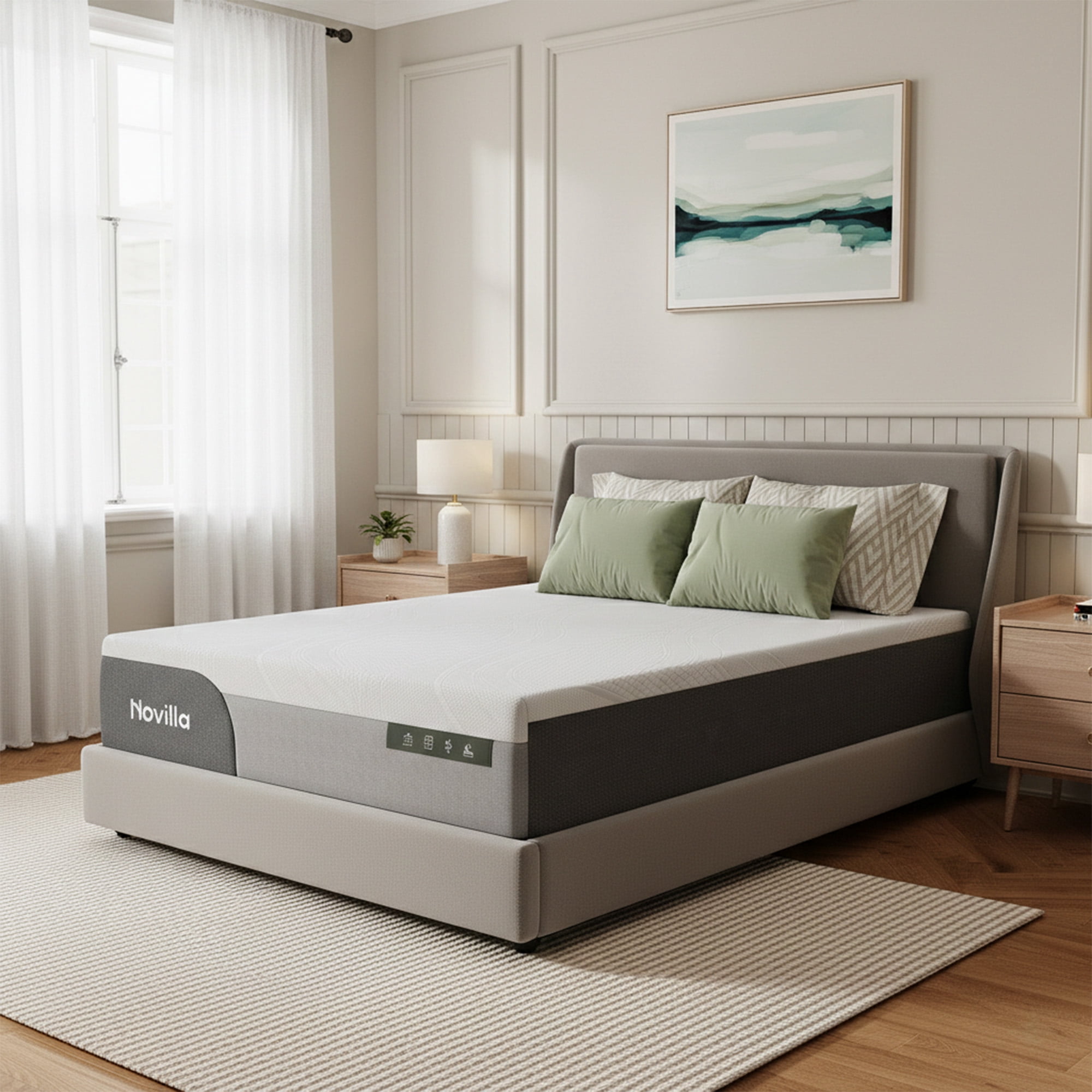 Novilla GreyZen 12 inch Full Medium Gel Memory Foam Mattress,Adult