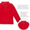 thumbnail image 4 of Kidsy Boys Solid Cargo Polo Peruvian Cotton T-Shirt – Long Sleeve, Polo Neck With 3 Buttons – 2 Pack Black/Brick, 6, 4 of 4