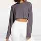 thumbnail image 2 of Top corto con ombligo expuesto para mujer Top básico liso ropa de calle con ajuste holgado traje, 2 of 7