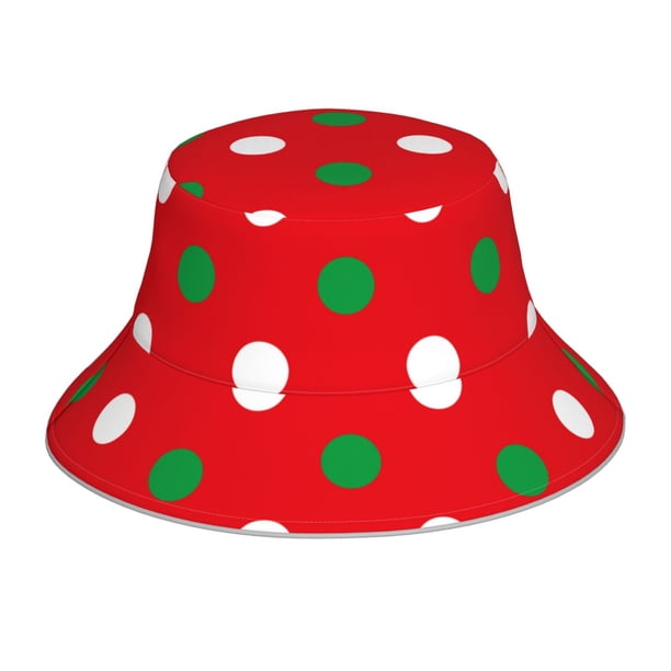 Balery White and Green Polka Dot Sombreros para el sol para hombre y mujer, sombrero de pescador con UPF 50+