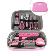Apollo Tools DT5016P 63 Piece Household Tool Kit in Zippered Case - Pink