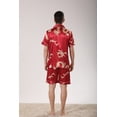 thumbnail image 4 of Men's Satin Pajamas Set of Short Sleeve and Short Pants made of Artificial Silk in Elegant Patterns,5+ Colors(Red_Dragon,3XL), 4 of 7