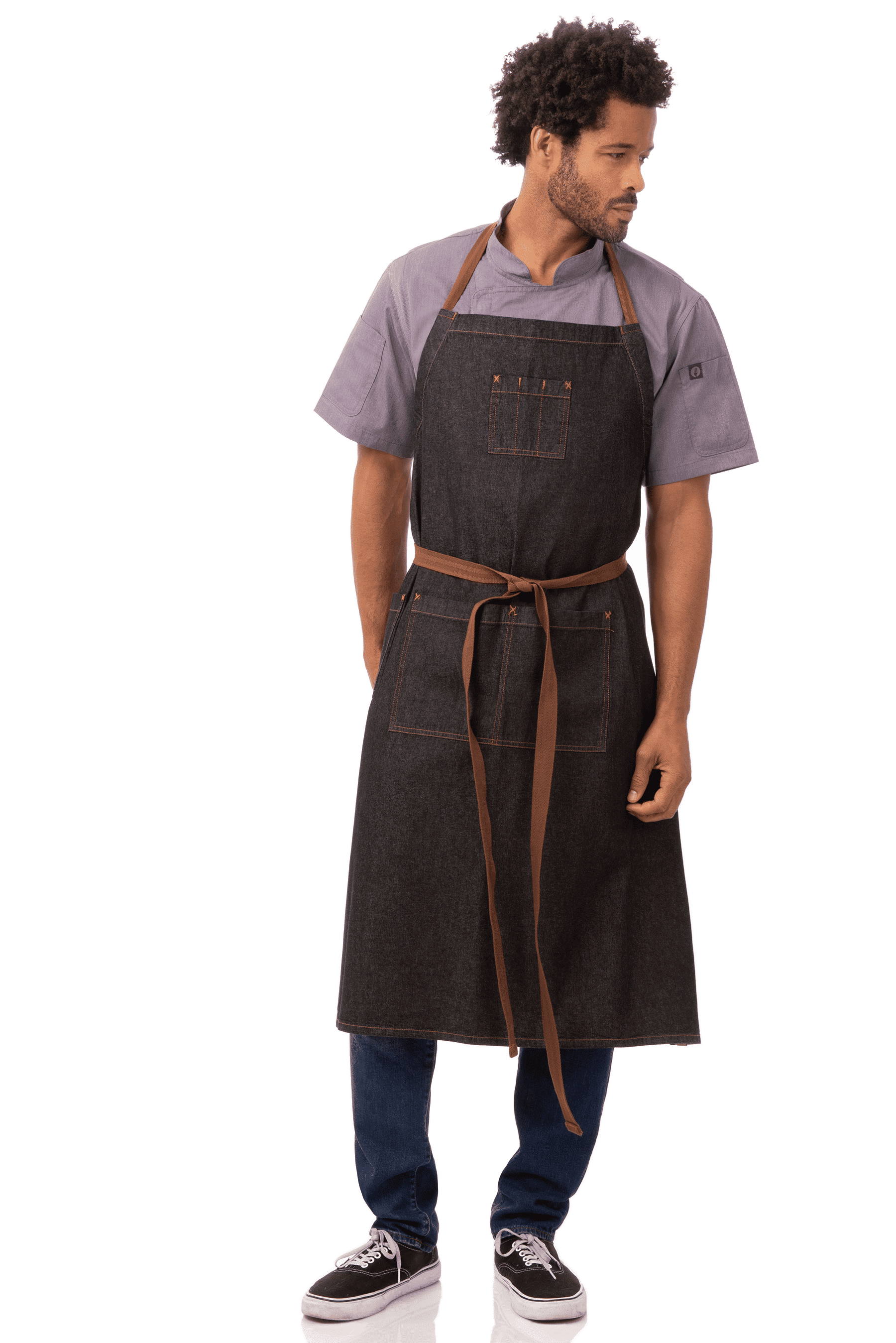 Chef Works Unisex Memphis Chefs Bib Apron, Black , One Size