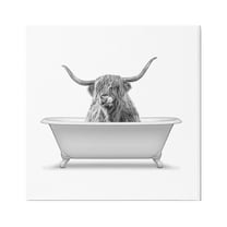 Stupell Industries Longhorn Highland Cow Bath Tub Graphic Art Gallery Wrapped Canvas Print Wall Art, Design by Annalisa Latella