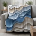 thumbnail image 2 of Moire Blue Brown Blanket Soft Cozy Warm Throw Blanket for Couch, Plush Fuzzy Flannel Fleece Blankets for Sofa, Ombre Modern Abstract Geometric Bed Blankets Lightweight Gifts for Women, 32"x48", 2 of 9