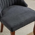 thumbnail image 4 of Black Waterproof Stain-Resistant Tech Velvet Dining Chair Set of 6 with Curved Solid Wood Legs, 4 of 16