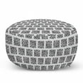 thumbnail image 1 of Abstract Pouf Cover with Zipper, Square Shapes with Doodle Little Dots Retro Style Halftone Effect Design, Soft Decorative Fabric Unstuffed Case, 30" W X 17.3" L, Black and Coconut, by Ambesonne, 1 of 5