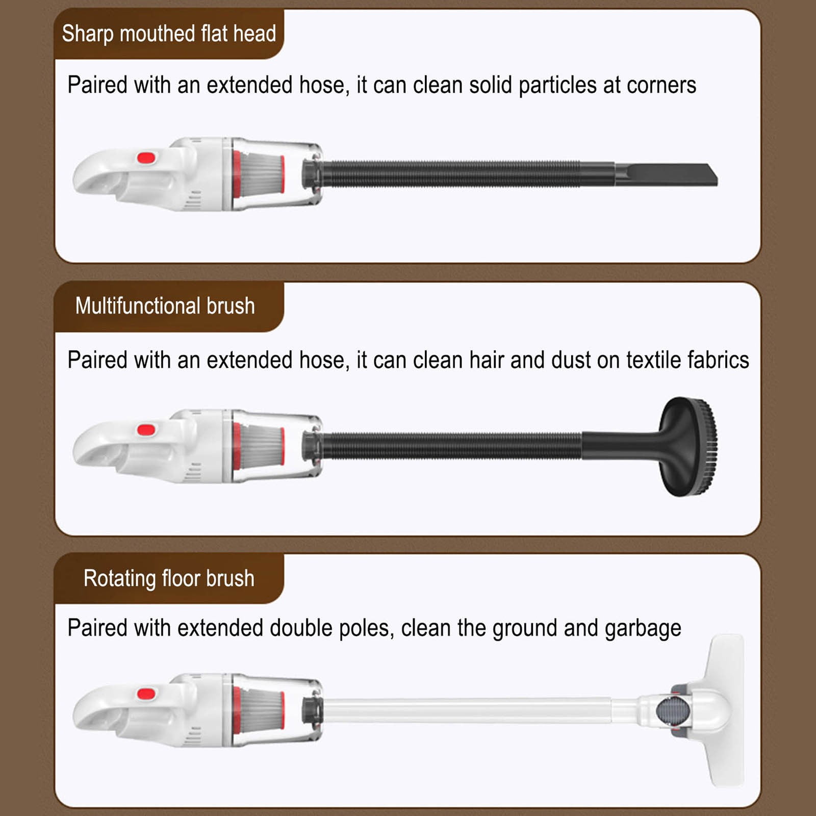 Portable 2-in-1 Stick Vacuum Cleaner - 12000Pa Strong Suction, Wireless Handheld for Home & Car, Lightweight, Reusable Filter, Extendable Rod for Easy Cleaning