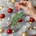 thumbnail image 2 of ViciArt Gecko Lizard Christmas Ornament, Holiday Tree Decor, 3mm Acrylic or Wood, Lizard on Branch with Lights, 2 of 4