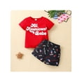 thumbnail image 2 of Bagilaanoe 2pcs Toddler Baby Boys 4th of July Short Pants Set Letter Print Short Sleeve T-shirt Tops Star Stripe Print Shorts 18M 24M 3T 4T 5T Kids Outfits for Independence Day, 2 of 9