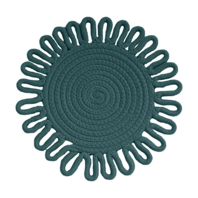 Ensemble de Napperons Tressés Résistants à la Chaleur - Design Floral 7"x7" Support de Pot Antidérapant / Protecteur de Cuisine et Salle à Manger Multi-Usage (Lavable au Lave-Vaisselle & Construction en Fibre Synthétique)