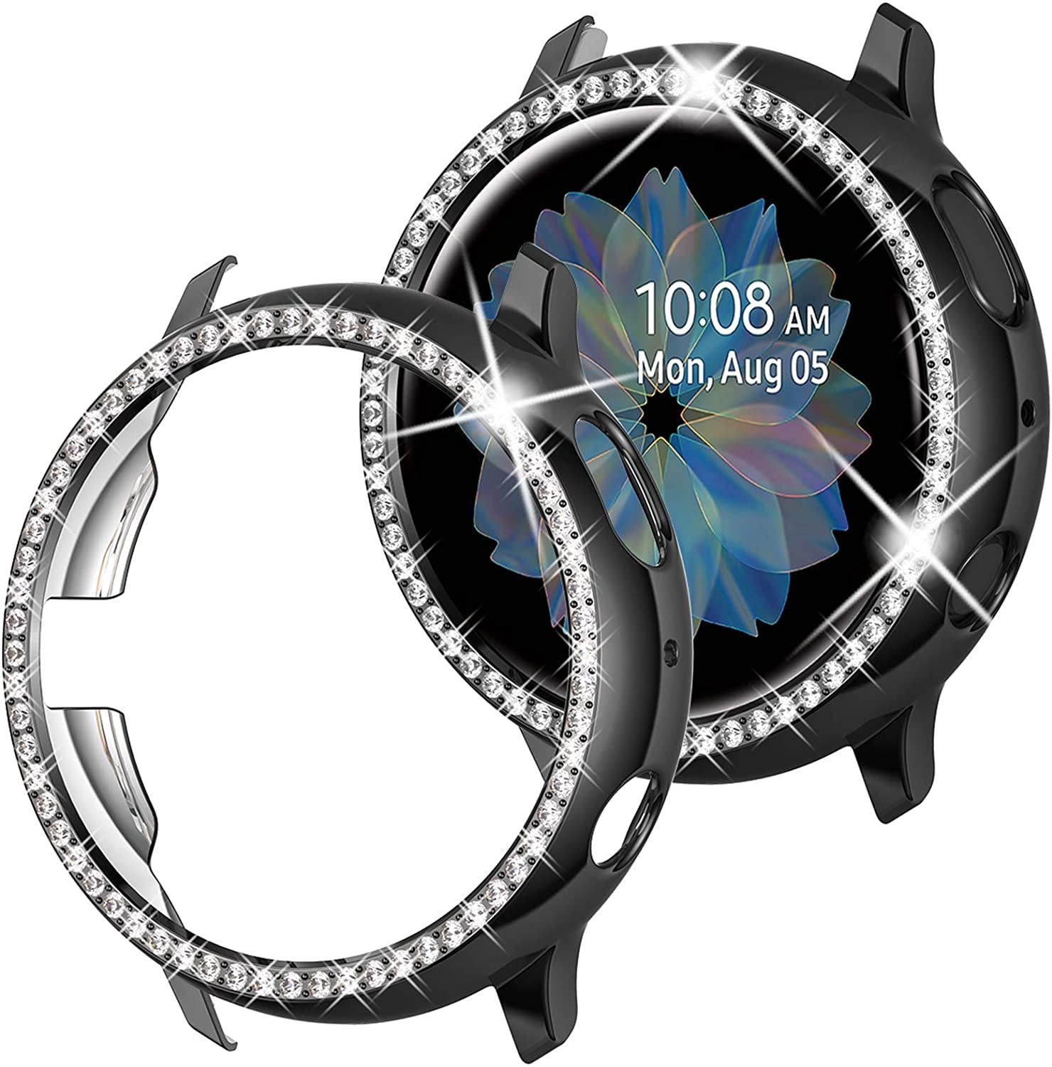Compatible Samsung Galaxy Watch Active 2 Case Bling 40mm Women Girl Crystal Diamond Watch Bezel Bumper Protector Shiny Watch Face Case Cover For Samsung Active2 40mm Black Walmart Com